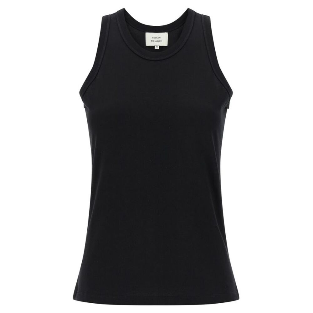 Loulou De Saison Black Cotton Sleeveles Women's T-Shirt